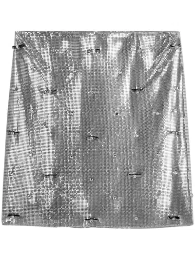 Versace Crystal-embellished Mini Skirt In Grey