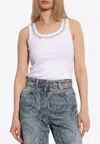 Versace Crystal-embellished Ribbed Tank Top In White