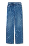 Versace Stud Embellishment Straight-leg Tousers In Blue