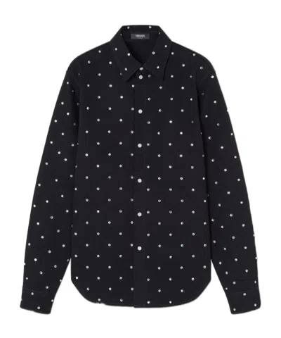 Versace Surchemise Cielo Stellato En Denim In Noir