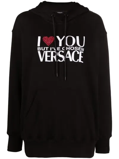 Versace Sweatshirt With I Love You Logo In Burgundy