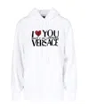 Versace Crystal-embellished Slogan Hoodie In White
