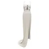 Versace Crystal Embellished Studded Harness Gown In Silver