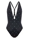 Versace Crystal-embellished Swimsuit In Black