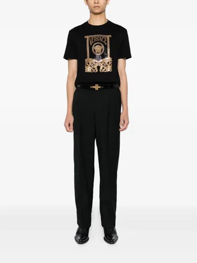 Versace Crystal-embellishment T-shirt In Black