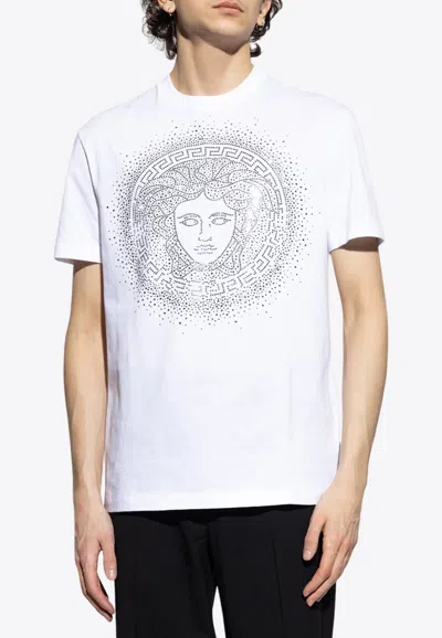 Versace Crystal Fading Medusa T-shirt In White
