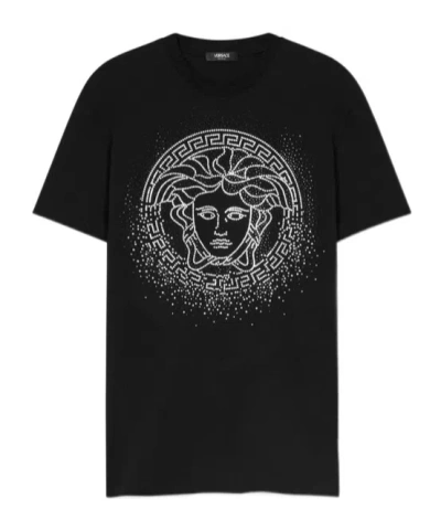 Versace Crystal Fading Medusa T-shirt In Black