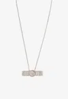 Versace Crystal Gianni Ribbon Pendant Necklace In Silver