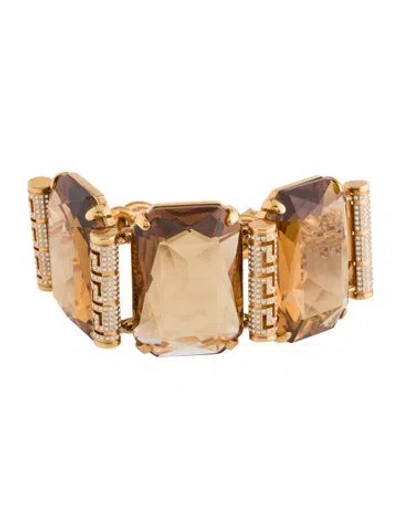 Pre-owned Versace Crystal Greca Bracelet, 7.5" In Multi