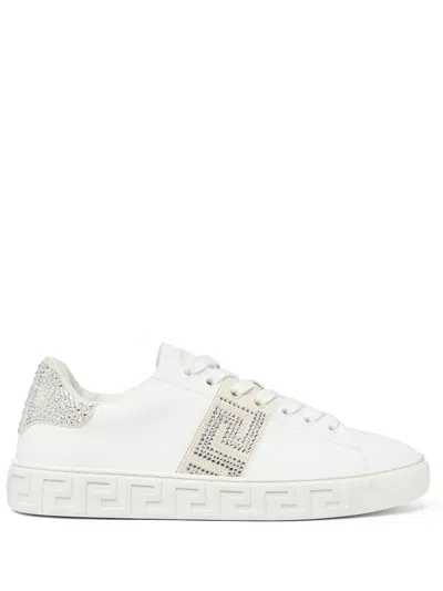 Versace Woman Sneakers White Size 6 Textile Fibers