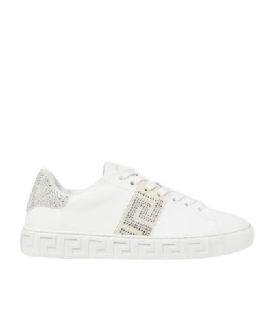 VERSACE VERSACE GRECA EMBELLISHED LACE-UP SNEAKERS