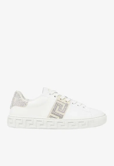 VERSACE CRYSTAL GRECA LOW-TOP SNEAKERS