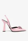 Versace Crystal La Medusa 105 Satin Slingback Pumps In Pink