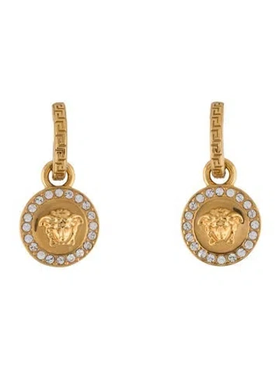 Pre-owned Versace Crystal La Medusa Drop Earring In Multi
