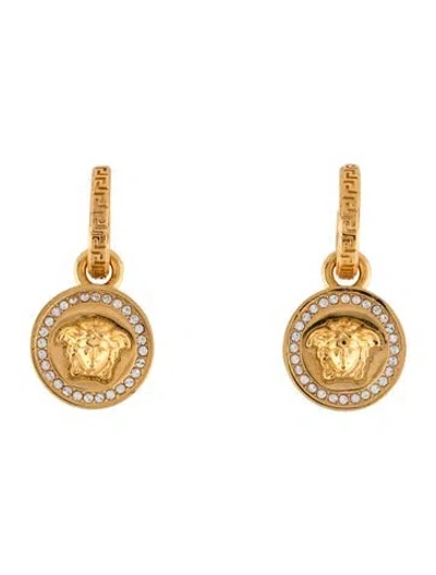 Pre-owned Versace Crystal La Medusa Drop Earrings In Multicolor