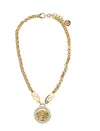 Versace Crystal La Medusa Greca Necklace In Gold