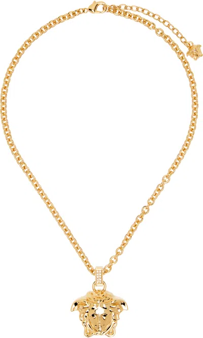 Versace Crystal 'la Medusa' Necklace In Gold