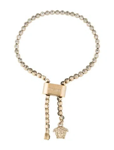 Pre-owned Versace Crystal Lariat Bracelet, 6.5" In Multi