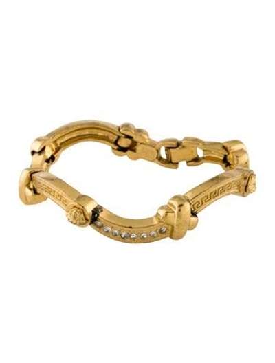 Pre-owned Versace Crystal Link Bracelet, 7.5" In Multi