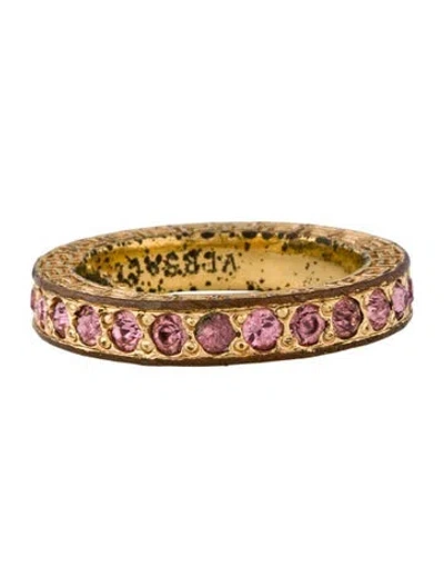 Pre-owned Versace Crystal Logo Ring In Pink