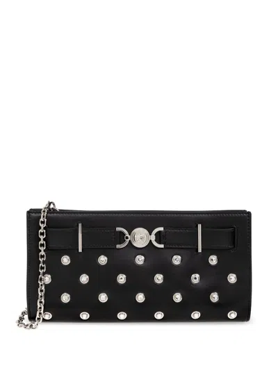 Versace Medusa 95 Studded Clutch In Black Palladium