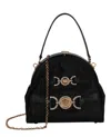 Versace Mini Crystal Medusa '95 Satin Handbag In Black