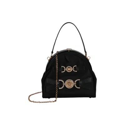 Pre-owned Versace Crystal Medusa 95 Satin Handbag 'black' | Women's Size Onesize
