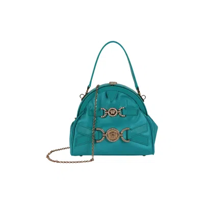 Pre-owned Versace Crystal Medusa 95 Satin Handbag 'glacier Green' | Women's Size Onesize