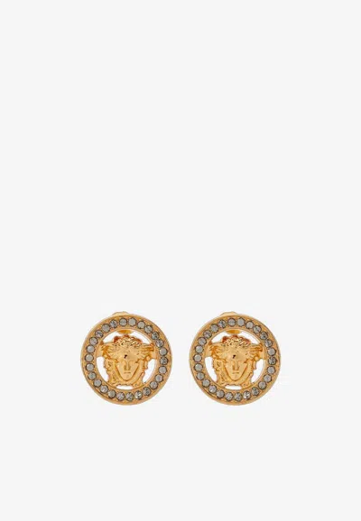 Versace Crystal Medusa '95 Stud Earrings In Gold