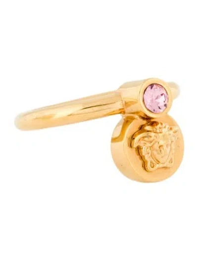 Pre-owned Versace Crystal Medusa Cocktail Ring In Multi