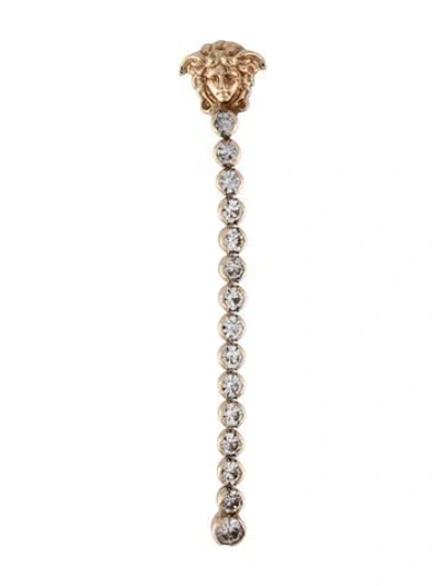 Pre-owned Versace Crystal Medusa Drop Single Earring In Transparent