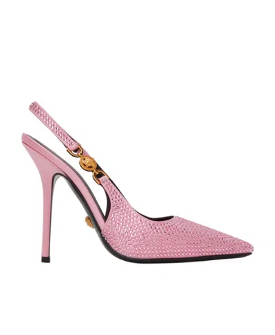 Versace Crystal Medusa High Heels In Pink