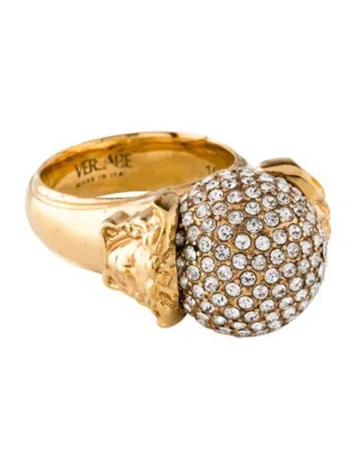 Pre-owned Versace Crystal Medusa Ring In Multicolor