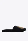 Versace Crystal Medusa Slippers In Black