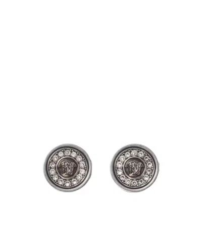 Versace Medusa Crystal Earrings In Metallic