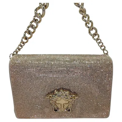 Pre-owned Versace Crystal Medusa Sultan Convertible Shoulder Bag & Clutch In Brown