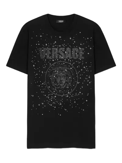 Versace Crystal Medusa T-shirt In Black