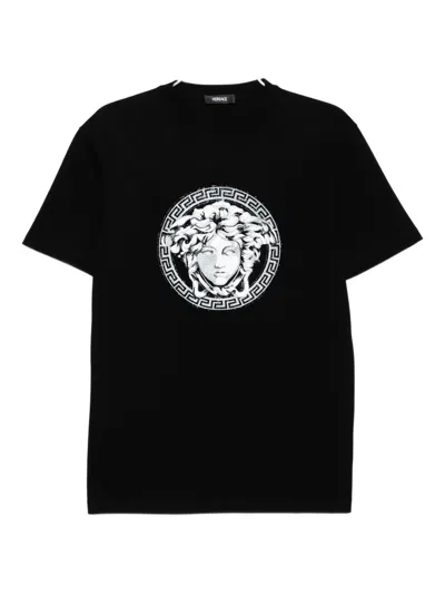 Versace Crystal Medusa T-shirt In Black