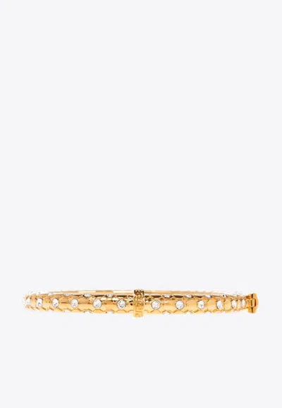Versace Crystal Metal Mesh Bracelet In Gold