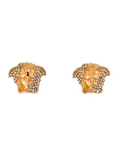 Pre-owned Versace Crystal Palazzo Dia Stud Earrings In Multi