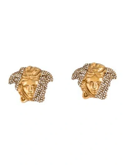 Pre-owned Versace Crystal Palazzo Dia Stud Earrings In Multi