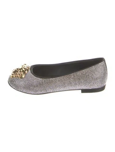 Pre-owned Versace Kids' Crystal Printed Flats W/ Tags In Silver