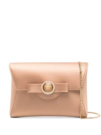 Versace Crystal Ribbon Clutch In Brown