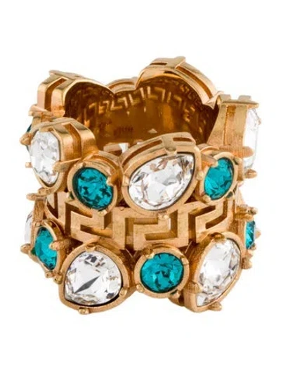Pre-owned Versace Crystal Ring In Blue