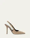 Versace Crystal Stiletto Slingback Pumps In Camel  Gold