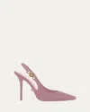 Versace Crystal Stiletto Slingback Pumps In Pale Pink  Gold