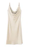 Versace Crystal-trimmed Satin Midi Slip Dress In Beige