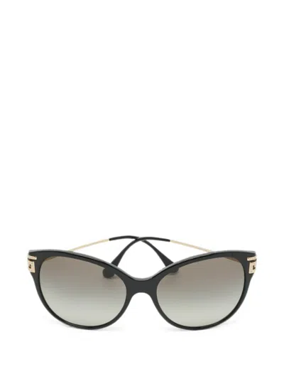 Pre-owned Versace Crystal-embellished Cat-eye Sunglasses In Black