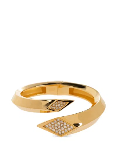 Versace Crystal-embellished Geometric Bracelet In Gold