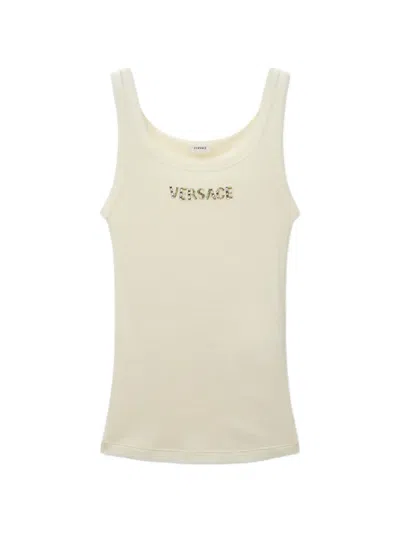Versace Crystal-embellished Tank Top In Animal Print